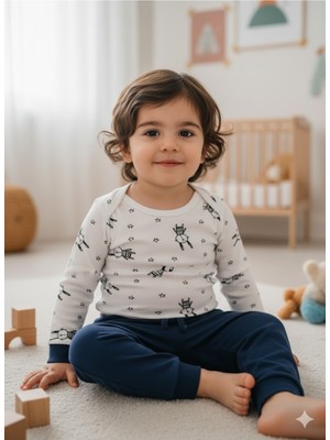 Şimo Butik Kız Erkek Çocuk Bebek Uzun Kollu Çıtçıtlı Body-Badi %100 Pamuk 3.5-4-5-6 Yaş Uzun Kulaklı Tavşan Beyaz