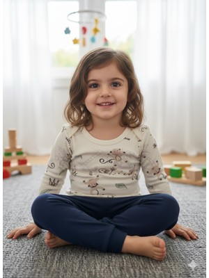 Şimo Butik Kız Erkek Çocuk Bebek Uzun Kollu Çıtçıtlı Body-Badi %100 Organik Pamuk 1-2-3-4-5-6 Yaş Organik Maymunlu