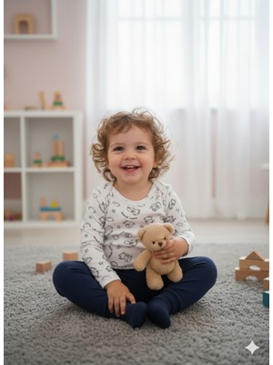 Şimo Butik Kız Erkek Çocuk Bebek Uzun Kollu Çıtçıtlı Body-Badi %100 Pamuk 3.5-4-5-6 Yaş Koyun Beyaz