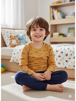 Şimo Butik Kız Erkek Çocuk Bebek Uzun Kollu Çıtçıtlı Body-Badi %100 Pamuk 1-2-3-4-5-6 Yaş Kaplumbağa Hardal