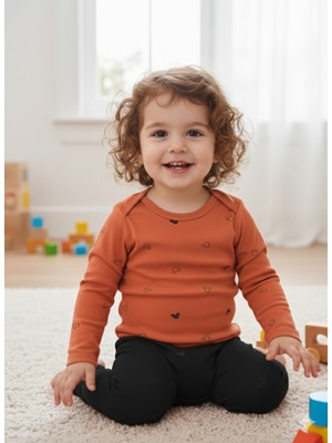 Şimo Butik Kız Erkek Çocuk Bebek Uzun Kollu Çıtçıtlı Body-Badi %100 Pamuk 3.5-4-5-6 Yaş İçi Boş Ayı Kafa Mercan