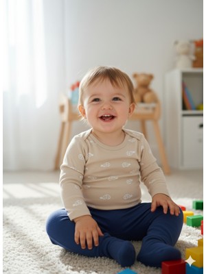 Şimo Butik Kız Erkek Çocuk Bebek Uzun Kollu Çıtçıtlı Body-Badi %100 Pamuk 3.5-4-5-6 Yaş Kaplumbağa Taş