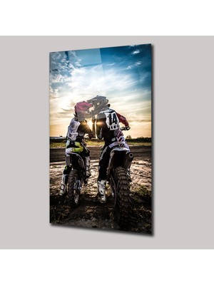 SteelArtDec Motocross ve Aşk - Cam Tablo - DEG0243