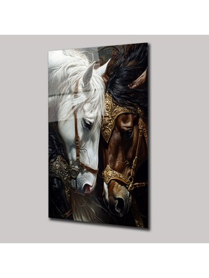 SteelArtDec Savaş Atları - Cam Tablo - DEG0208