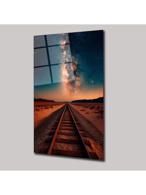 SteelArtDec Tren Yolu ve Gökyüzü Manzara - Cam Tablo - DEG0165