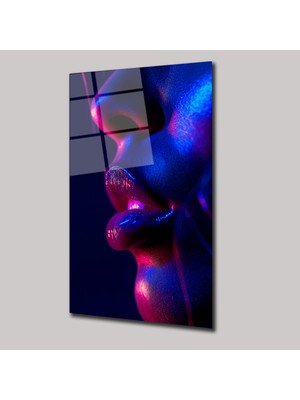 SteelArtDec Neon Kadın Yüz Detayı - Cam Tablo - DEG0090