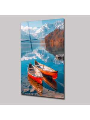 SteelArtDec Turuncu Kayıklar ve Manzara - Cam Tablo - DEG0106