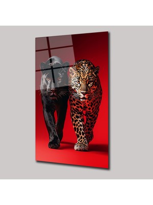 SteelArtDec Panter ve Jaguar - Cam Tablo - DEG0235