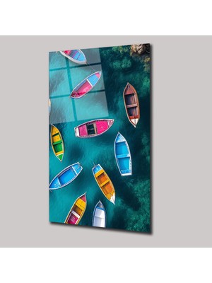 SteelArtDec Suyun Üstündeki Renkli Kayıklar - Cam Tablo - DEG0159