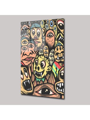 SteelArtDec Kaotik Yüzler - Cam Tablo - DEG0062