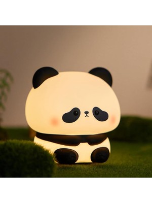 Yumuşak Silikon Panda Mini Gece Lambası Dekoratif Işık Derecesi Ayarlanabilir Yatak Odası Lambası Panda Kitap Okuma Lambası Çocuk Odası 8cm x 9cm K-1165 (Panda - K-1159)