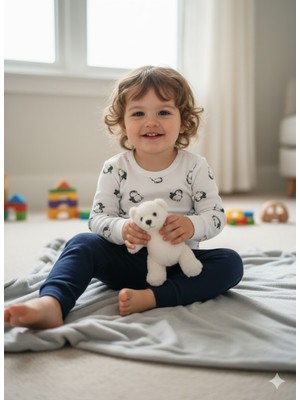 Şimo Butik Kız Erkek Çocuk Bebek Uzun Kollu Çıtçıtlı Body-Badi %100 Pamuk 1-2-3-4-5-6 Yaş Penguen Beyaz