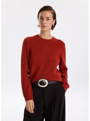 Fabrika Bisiklet Yaka Relaxed Düz Kiremit Kazak Kadın F5WL-KZK0421