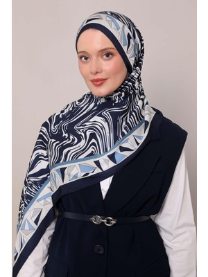 Lêvi D'or Lacivert Zebra Desen Club Şal