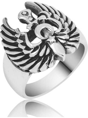 Gumush Gümüş Kartal Kanadı Erkek Yüzük - 20