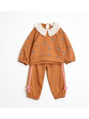 Ozzy Kids Kız Çocuk Yakalı Çiçek Desenli Takım