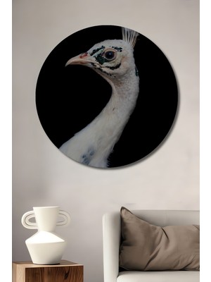 Teona Ahşap Dekoratif Ahşap Yuvarlak Tablo Beyaz Tavuskuşu