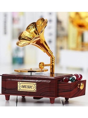 Stumbanng Nostaljik Gramafon Hareketli Müzik Kutusu Çekmeceli N-28AL5