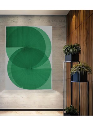 Teona Ahşap Dekoratif Ahşap Dikdörtgen Tablo Yeşil Daireler