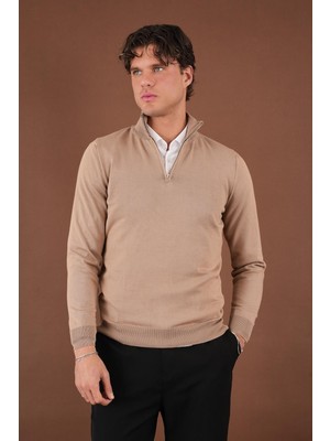 Fermuarlı Dik Yaka Kazak