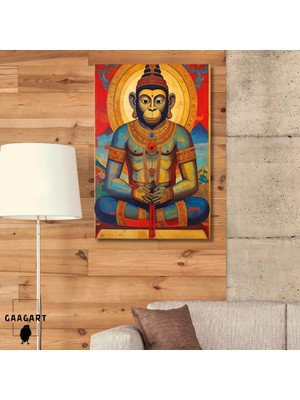 Gaagart Tekli Dikey Kanvas Tablo Renkli Sanatsal Hanuman Heykeli