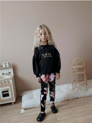 Gültekin Bebe 3-10 Yaş Fittilli Tayt Kız Takım- 5029360 - Siyah