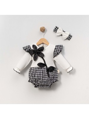 Gültekin Bebe Çakar Bebe 6-18 Aylık  Kaz Ayaği Güllü ROMPER-8036178 - Beyaz