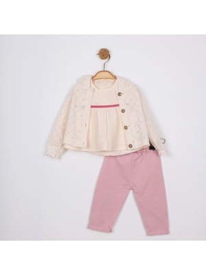 Gültekin Bebe Minino Kız Dantelli Hırkalı TAKIM-1601310 - Pembe