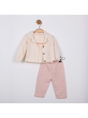 Gültekin Bebe Minino Kız Dantelli Hırkalı TAKIM-1601310 - Somon