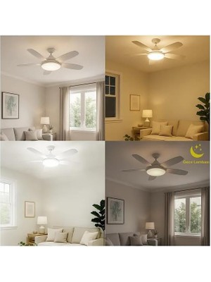 Misda Store Vantilatörü LED Ampul 81 cm Büyük Boy 3 Kademe Fan 3 Işık Modu Kumandalı E27 Uyumlu