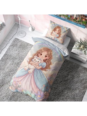 Viadela Peluş Ayıcıklı Prenses Çocuk Nevresim Takımı (Çarşafsız)