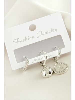 Gümüş Takıcım 3 Adet Yıldız Zirkon Taşlı Küpe