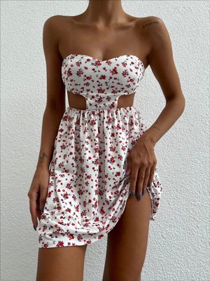 Moda Juan Straplez Elbise Baskılı