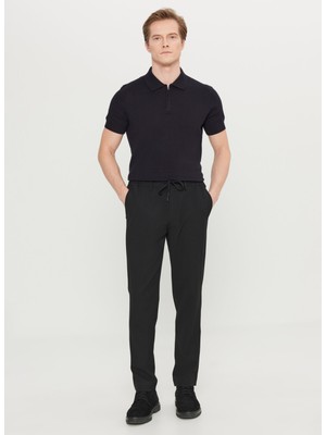 Altınyıldız Classics Bağlamalı Bel Normal Paça Jogger Siyah Erkek Pantolon ACE001261525_SYH