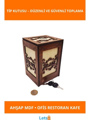 Letsii Ahşap Mdf Tip Box Kutusu Şık ve Güvenli Para Saklama