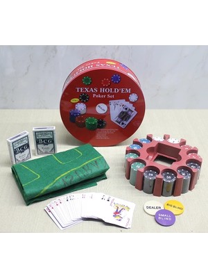 MCM Group Metal Kutulu 240 Chip ve 2 Adet Iskambil  Kağit Setine Sahip Poker Oyunu ALK3539 ( Lisinya )