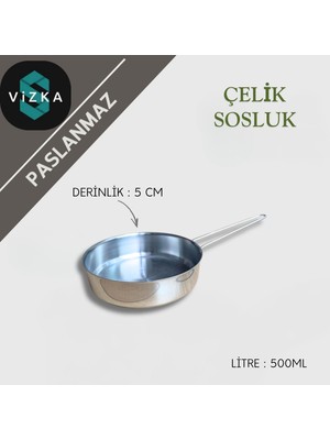 Vizka 1 Adet Paslanmaz Çelik Sosluk 14cm*5cm Şık Tasarım ve Kolay Temizlenebilir Mutfak Aksesuarı