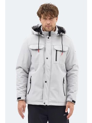 Slazenger Gleam Erkek Kapüşonlu Taş Gri Mont & Kaban