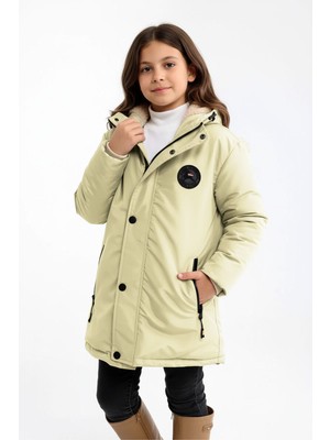 D1fference İçi Kürklü Cepli Kapüşonlu Jel Elyaflı Su ve Rügar Geçirmez Kız Çocuk Kışlık Mont