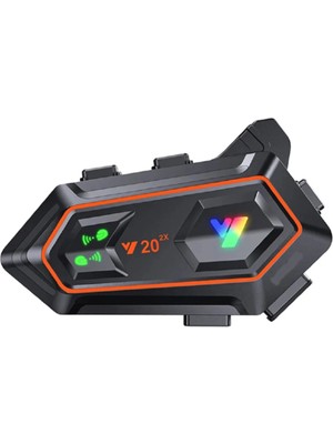 MCM Group Y20 2x 1000M Telsiz Mesafeli 2 Kişi Bağlantılı Bluetooth Kask Kulaklık Fenerli Intercom - Lisinya