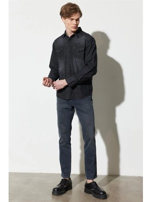 Wrangler W121029035 Texas Slim Gri Erkek Kot Pantolon