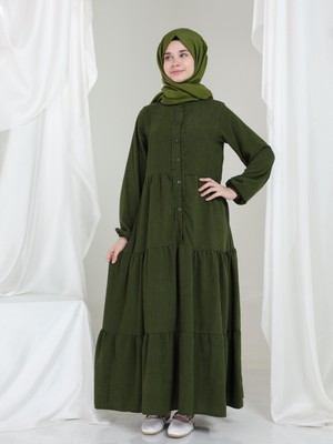 Giyinse Elara Kız Çocuk Kadife Elbise Yeşil