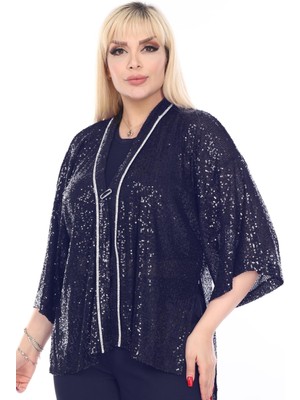 Ladies First  Büyük Beden 3862 Lacivert  Bluz+Bady Ikili Takım