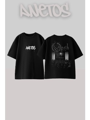 Anetos Opeth 12 Tasarım Sırt Baskılı Pamuk Siyah Oversize T-Shirt