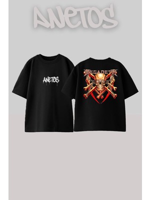 Anetos Megadeth 16 Tasarım Sırt Baskılı Pamuk Siyah Oversize T-Shirt