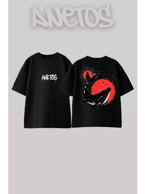 Anetos Gojıra 17 Tasarım Sırt Baskılı Pamuk Siyah Oversize T-Shirt