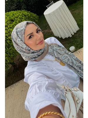 Carell Tuğba Bağ'ın Tercihi Nilla Pamuklu Şal Ephesus Krem