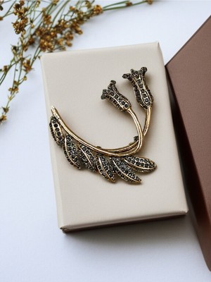 Fayra Accessories Çift Lale Figürlü Broş