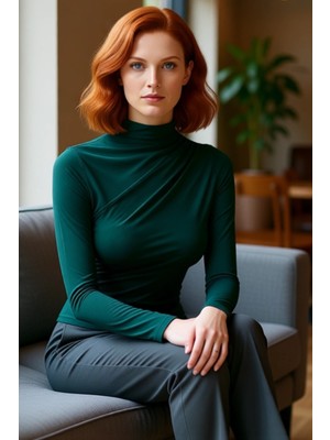 FRM Kadın Moda Şık Üst Giyim Crop Dik Yaka Slim Kalıp Örme Büzgülü Kare Yaka Vücuda Oturan Esnek Bluz