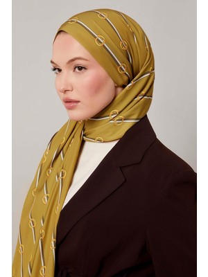 Lêvi D'or Yağ Yeşili Çizgili Halka Desen Club Şal